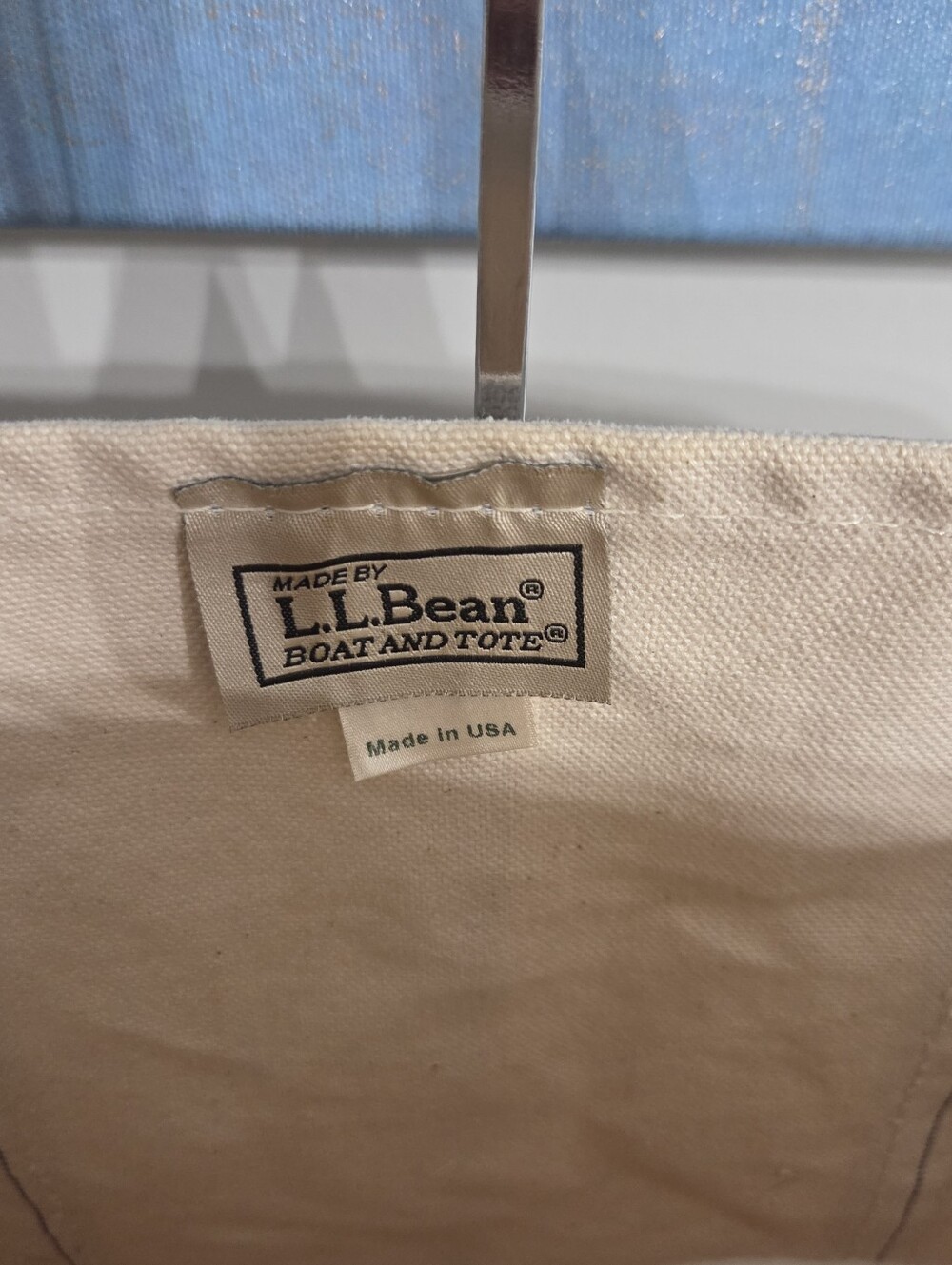 Vintage LL Bean Cream &GreenBoat And Tote Bag X Large Approx 18”L X 14”H X 7W - Picture 2 of 16